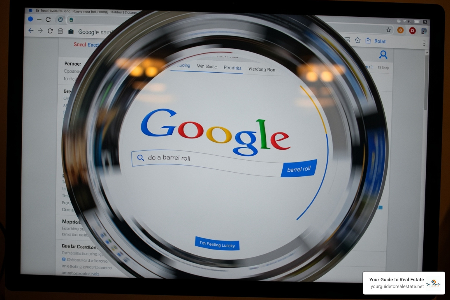 Google search page performing a single barrel roll - do a barrel roll x200