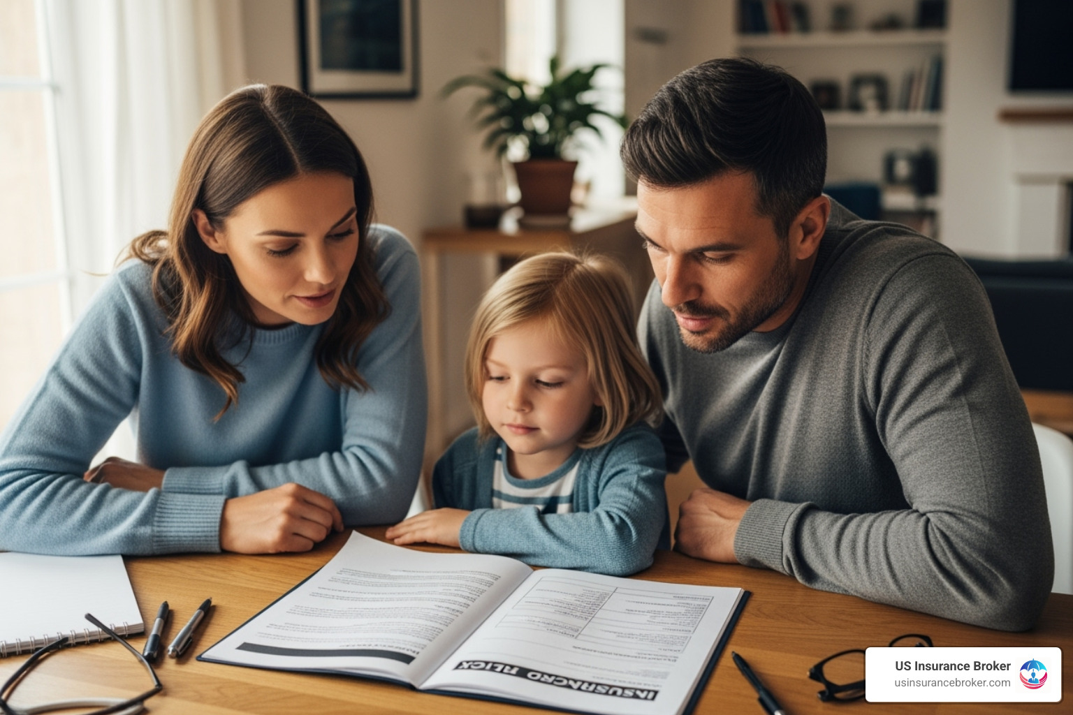 family reviewing an insurance policy document - florida homeowners insurance providers