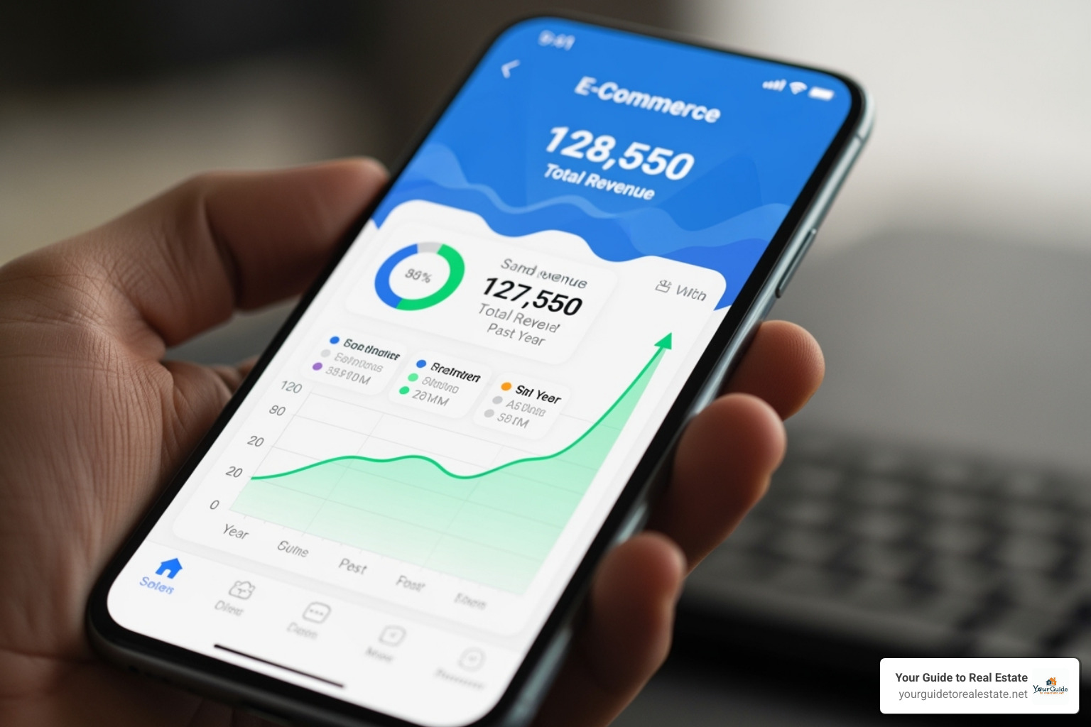 Smartphone showcasing the ShopUp app interface with sales figures, demonstrating its e-commerce success - app development for startups with garage2global