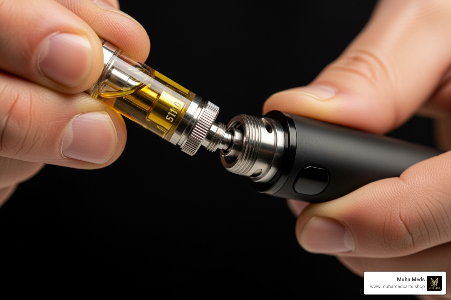 how to properly attach a cart to a battery - Muha Meds cart review