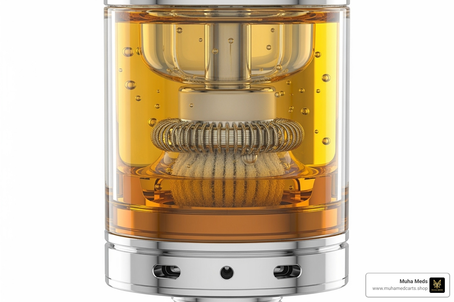 internal components of a 510-thread cartridge - Muha Meds cart review