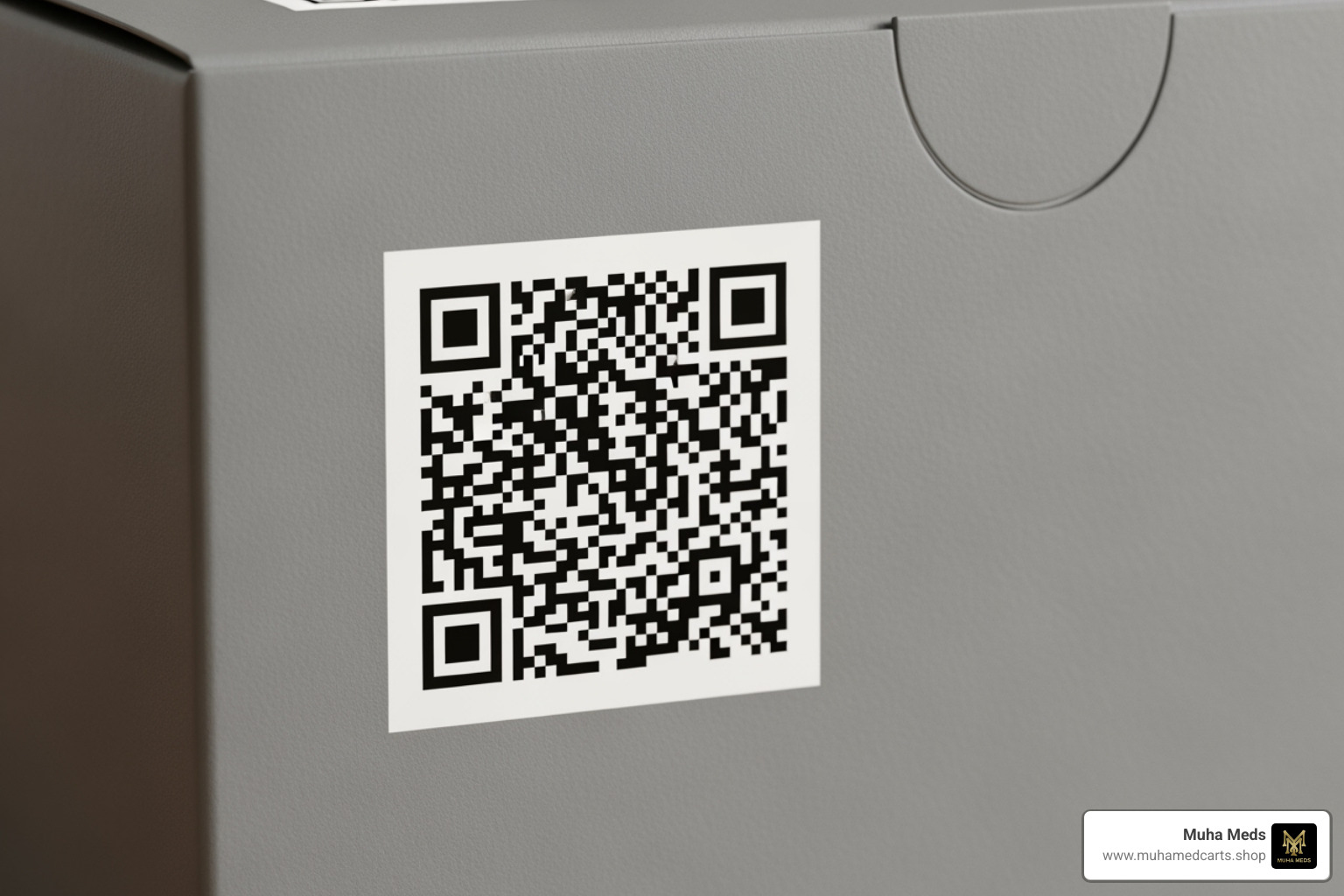 of the authentication QR code on a Muha Meds box - muhameds