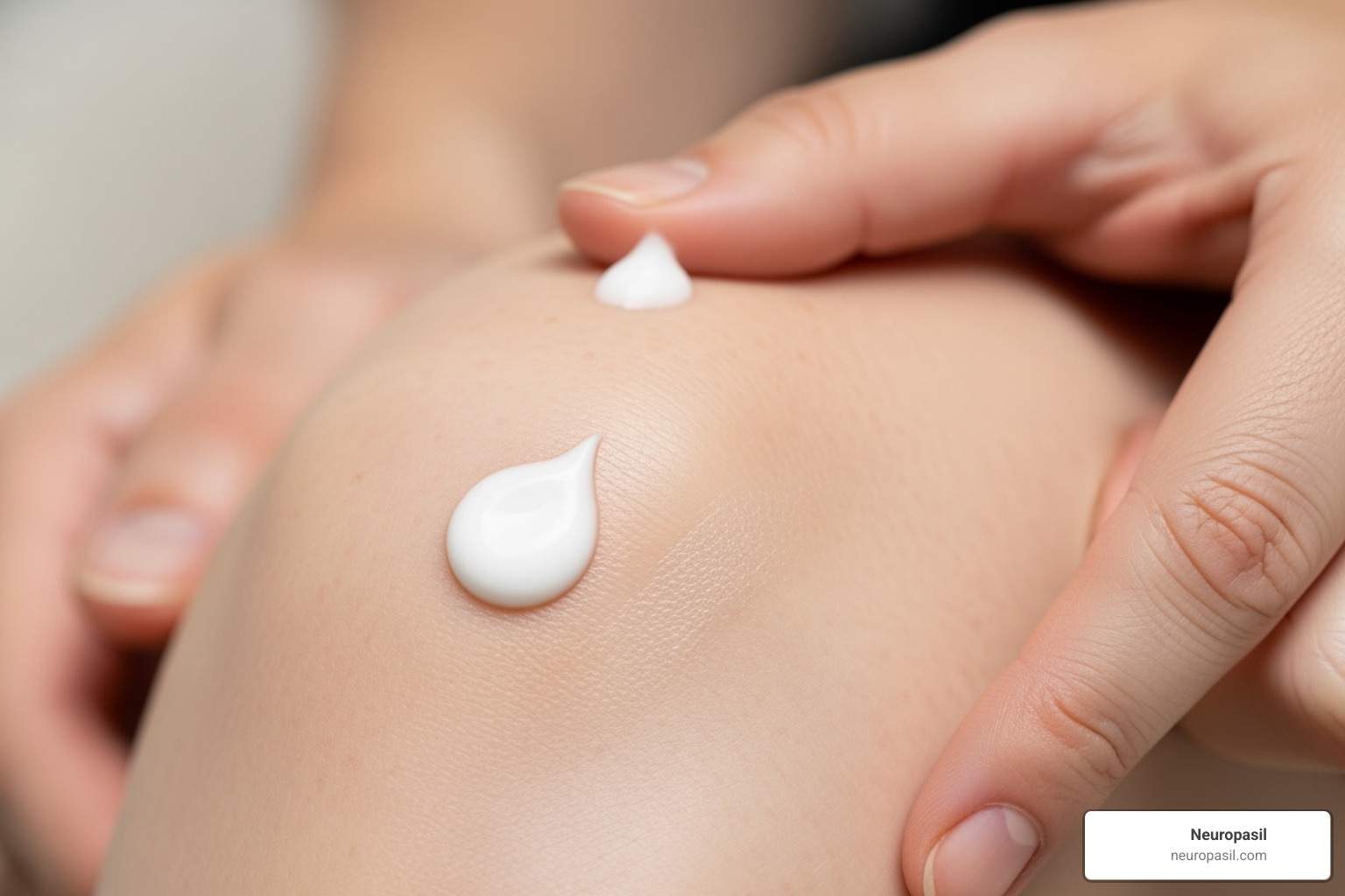 Image demonstrating the application of a pea-sized amount of cream to a joint - capsaicin cream