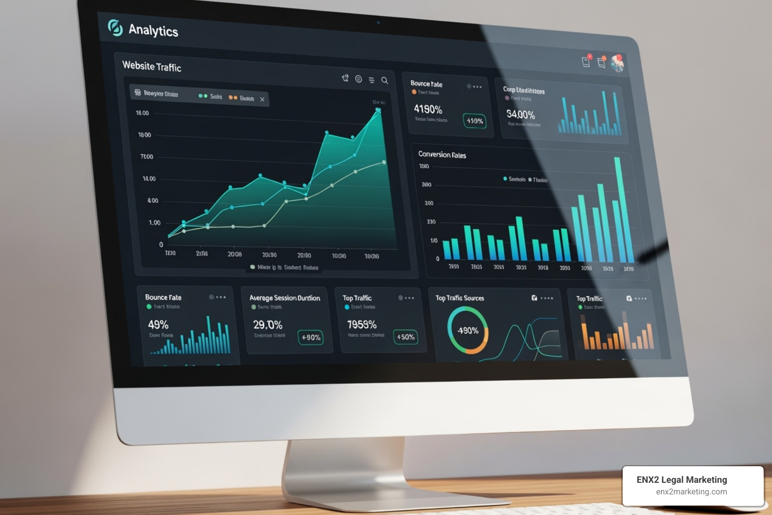 Image of a sample analytics dashboard showing growth in local traffic and conversions - local seo companies nyc