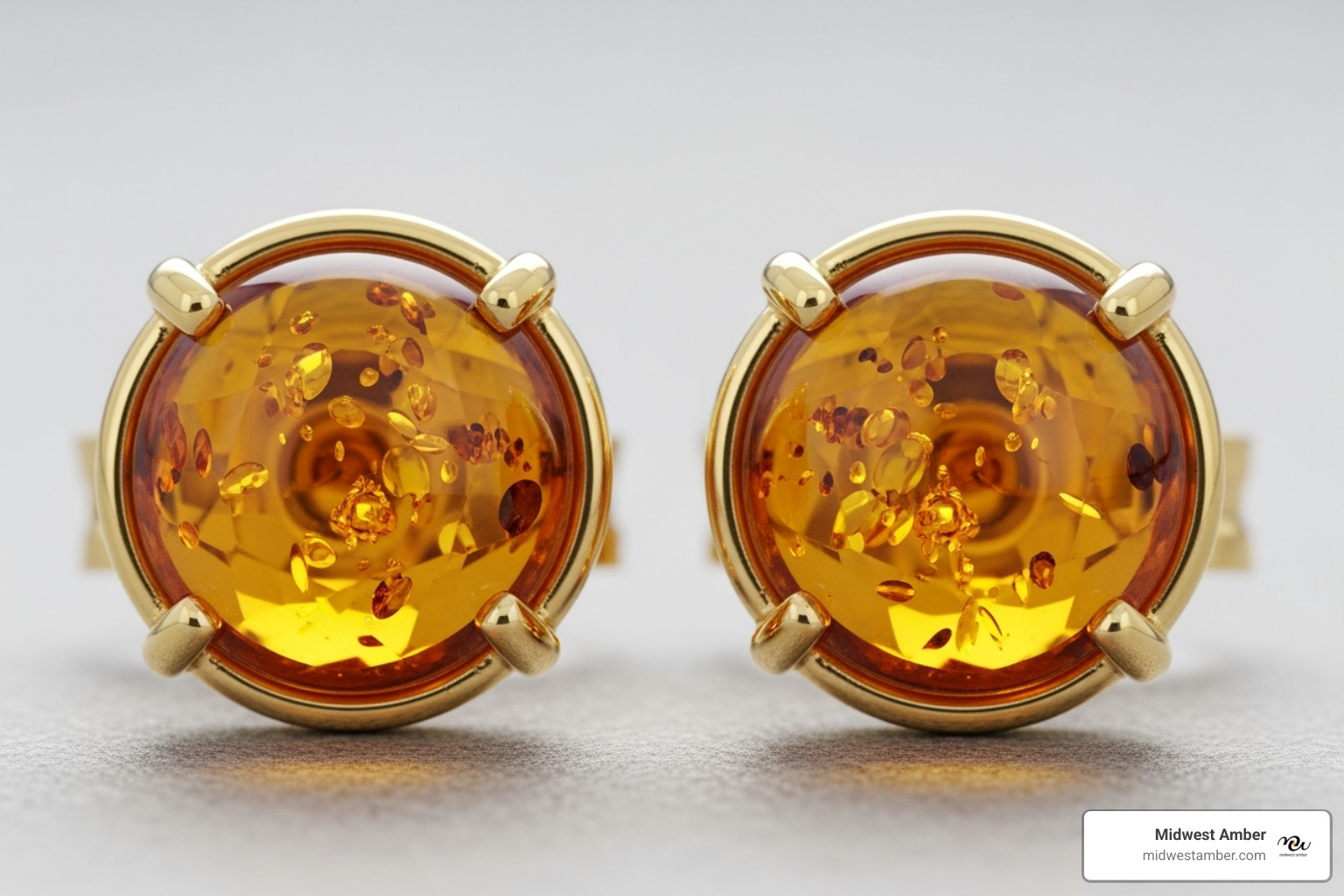 amber stud earrings - Amber earrings gold