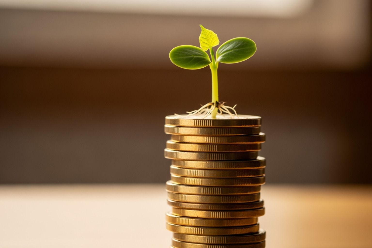 Small plant growing from a stack of coins - 5starsstocks.com income stocks