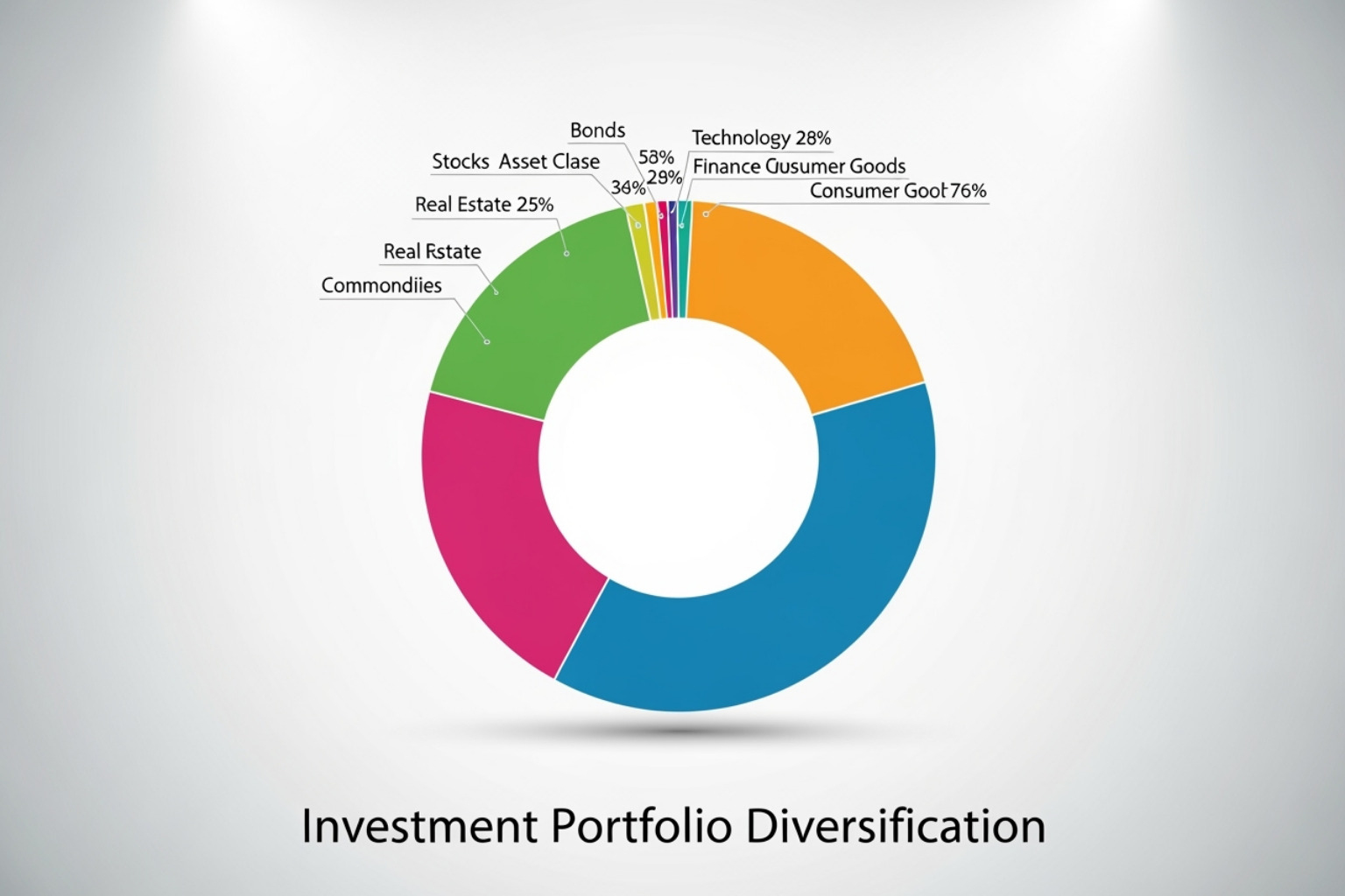 Pie chart showing a diversified investment portfolio with allocations to different asset classes and sectors - 5starsstocks.com dividend stocks Pie chart showing a diversified investment portfolio with allocations to different asset classes and sectors - 5starsstocks.com dividend stocks