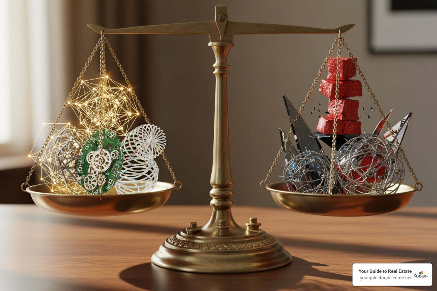 A balanced scale weighing "Innovation" on one side and "Risk" on the other - 5starsstocks ai