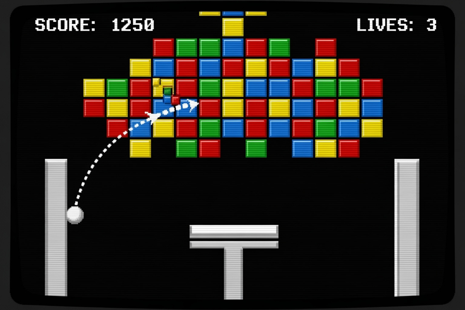 strategic shot in Google Block Breaker aiming for corners - google block breaker