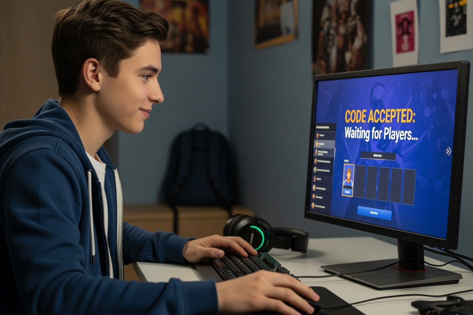 student successfully entering a code and joining a game lobby - gimkit code