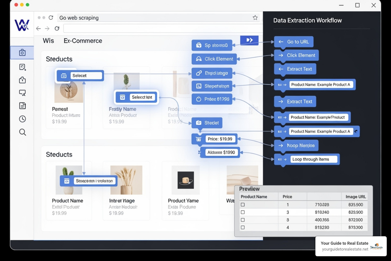 no-code visual web scraping tool's interface -  list crawling