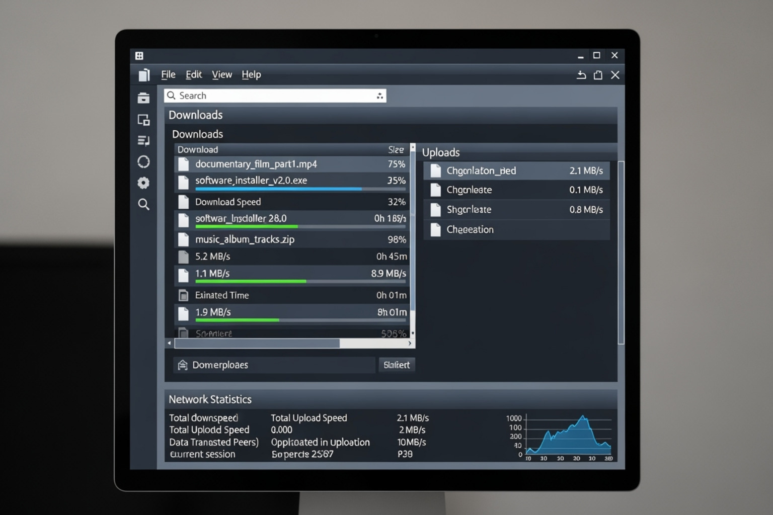user interface for a P2P application -  ip2 network