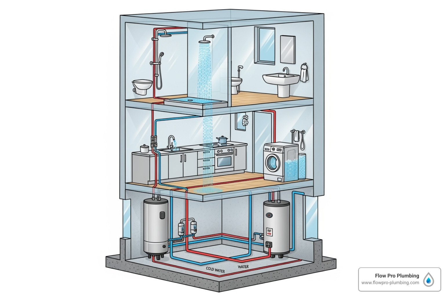 Chart showing how to calculate GPM needs for a home based on simultaneous hot water fixture usage - tankless water heater installation Brentwood Chart showing how to calculate GPM needs for a home based on simultaneous hot water fixture usage - tankless water heater installation Brentwood
