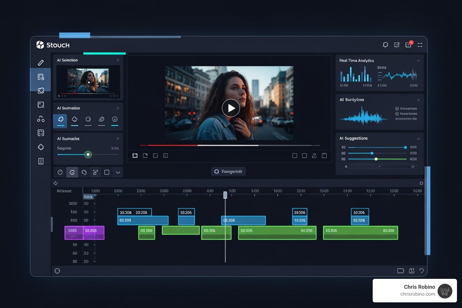 AI-powered video editing software interface highlighting automated cuts - AI in broadcasting