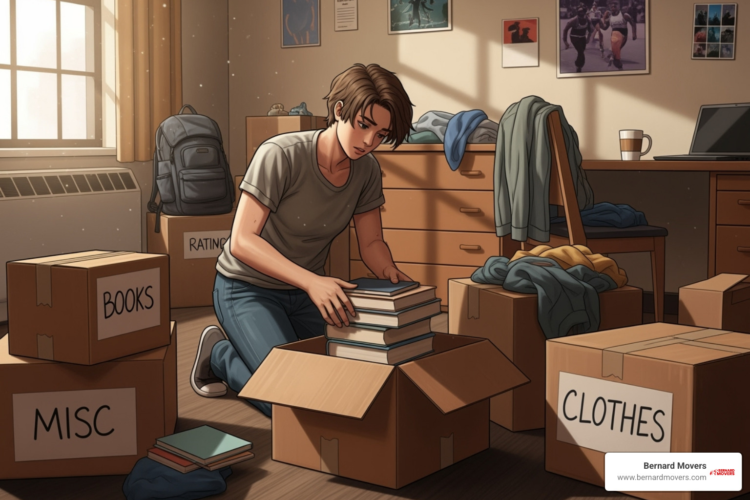 college student packing boxes - discount storage Chicago