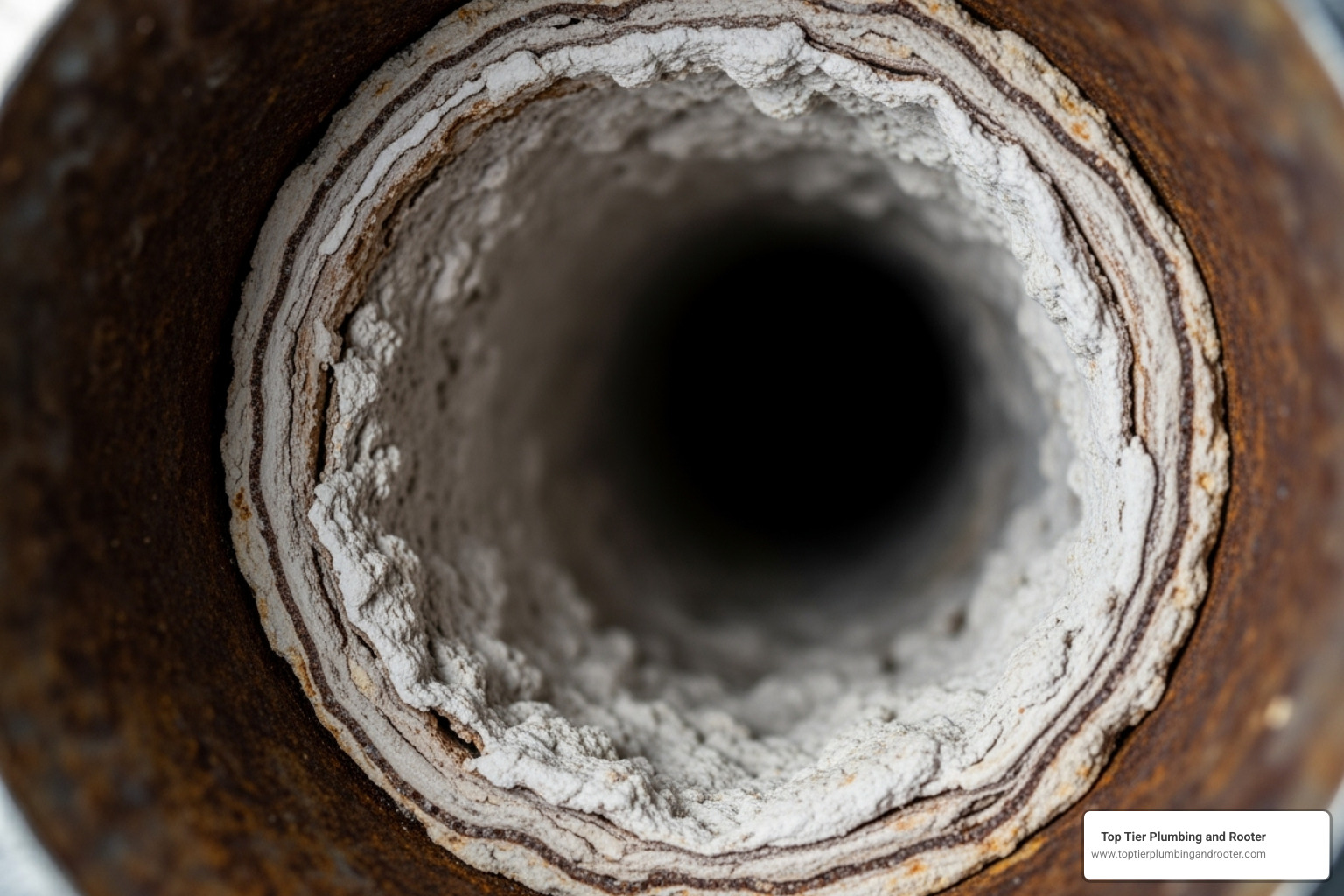 Hard water scale buildup inside a pipe - tankless water heater troubleshooting