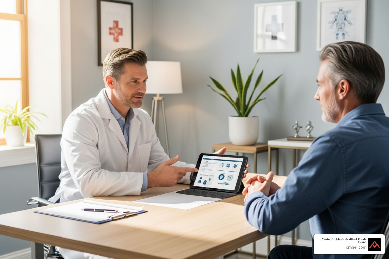 doctor and patient discussing treatment options - Minimally invasive prostate treatment