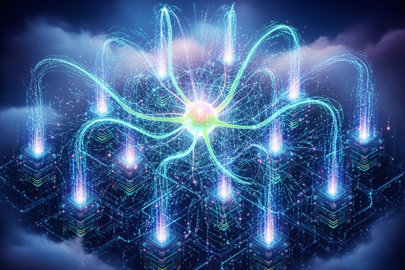 graphic illustrating AI model training on the cloud - coreweave stock