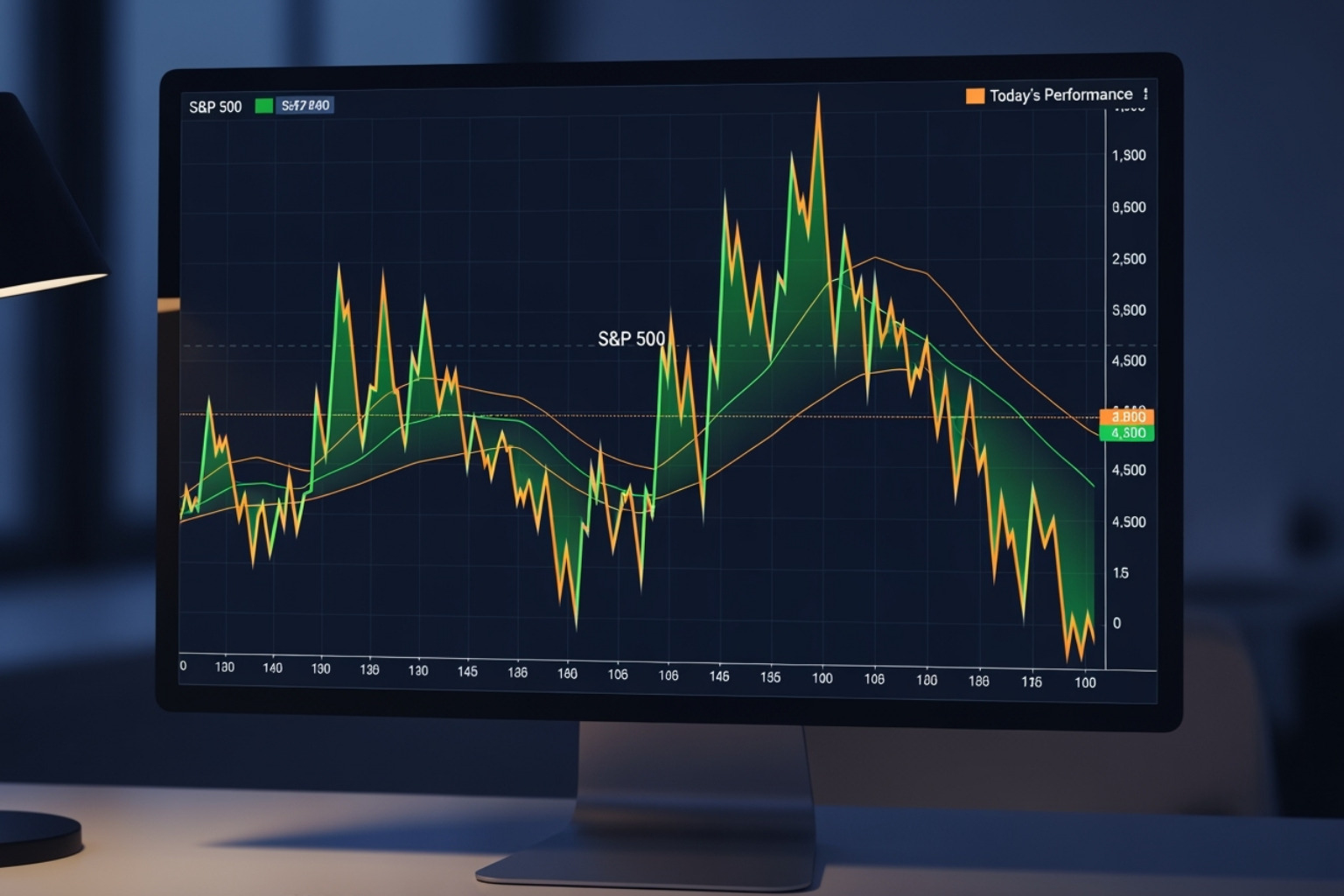 A volatile stock chart with sharp peaks and valleys, illustrating the unpredictable performance of CoreWeave stock since its IPO - coreweave stock