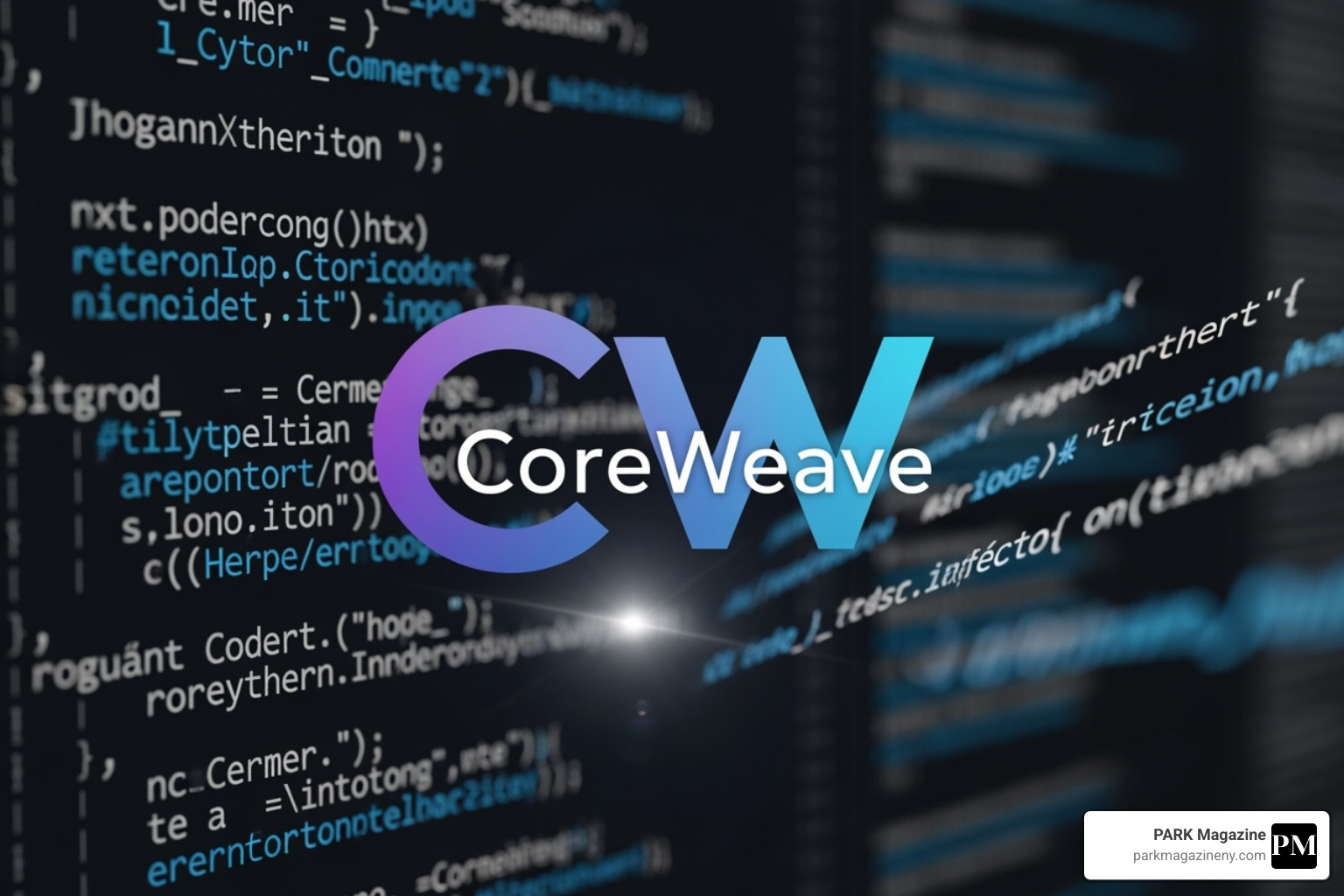 CoreWeave logo against a backdrop of code - coreweave stock CoreWeave logo against a backdrop of code - coreweave stock