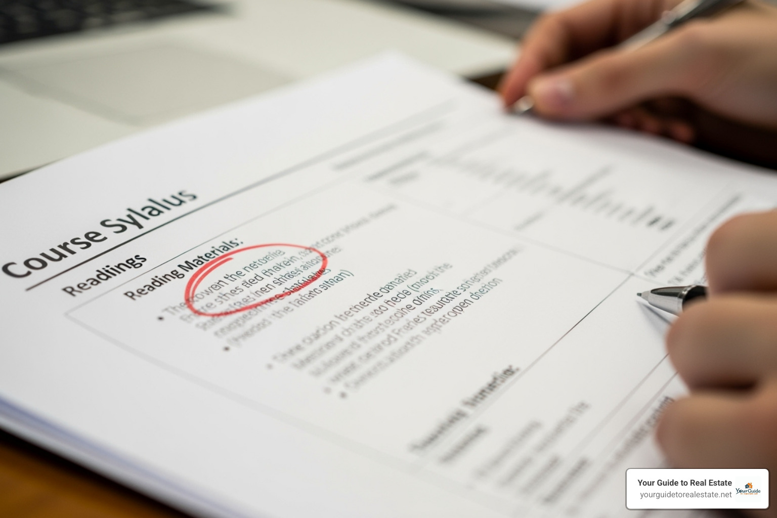 A university course syllabus with "Required Reading" circled - required