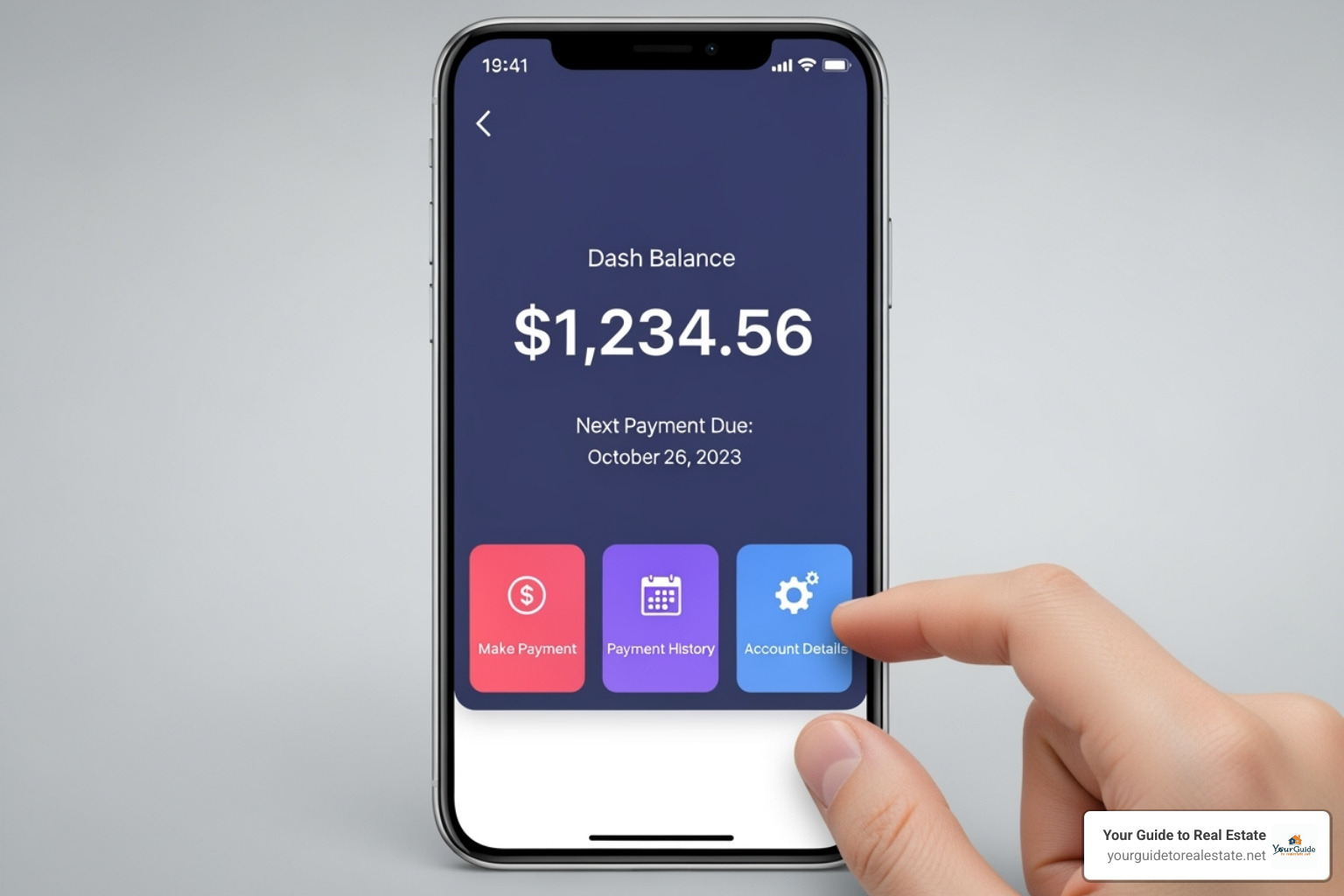 Screenshot of the MOHELA mobile app dashboard on a smartphone, showing loan balance, next payment due date, and quick links for payments and account details. - mohela