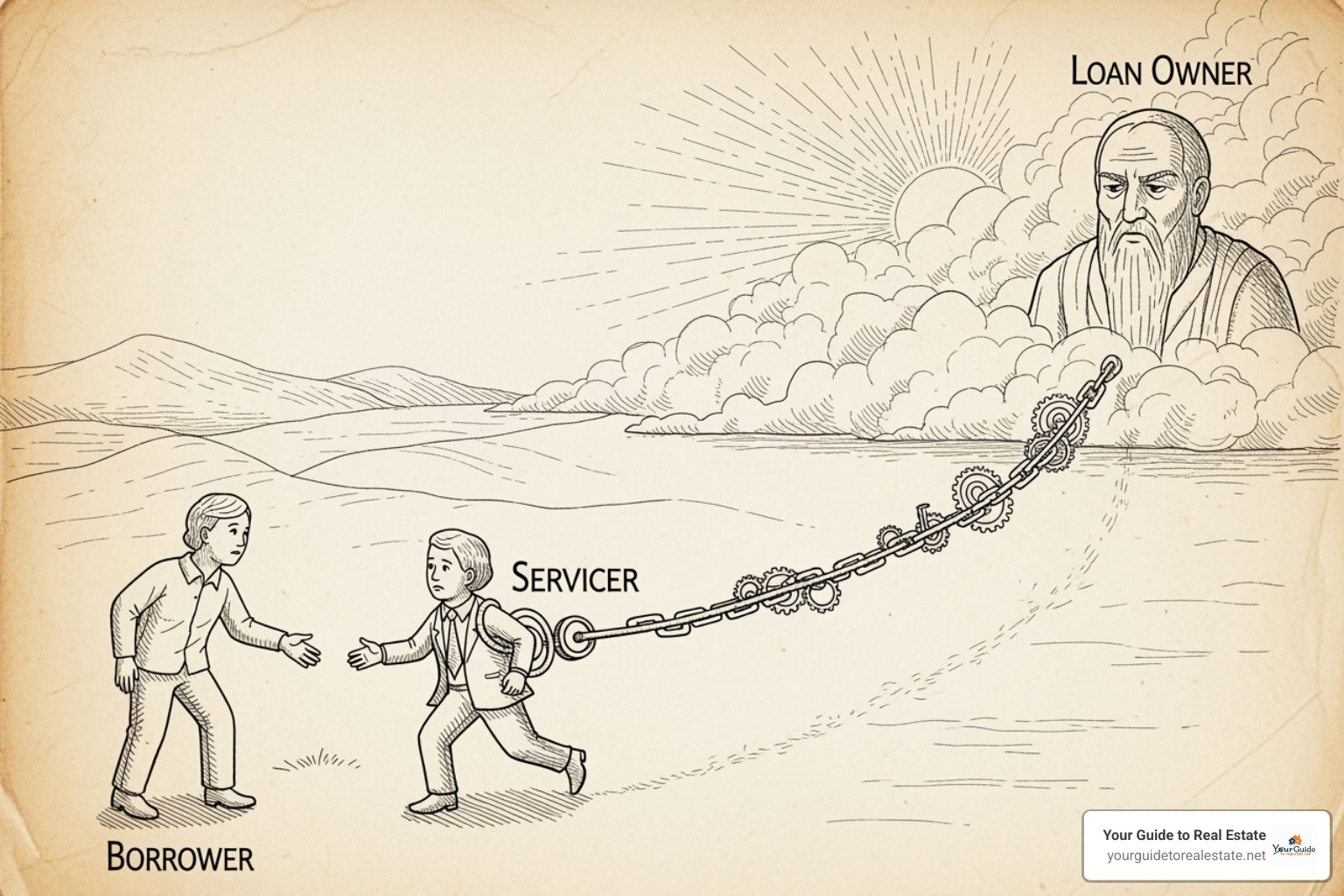 Flowchart showing the relationship between a borrower, the U.S. Department of Education (loan owner), and MOHELA (loan servicer), with arrows indicating communication and payment flows. - mohela