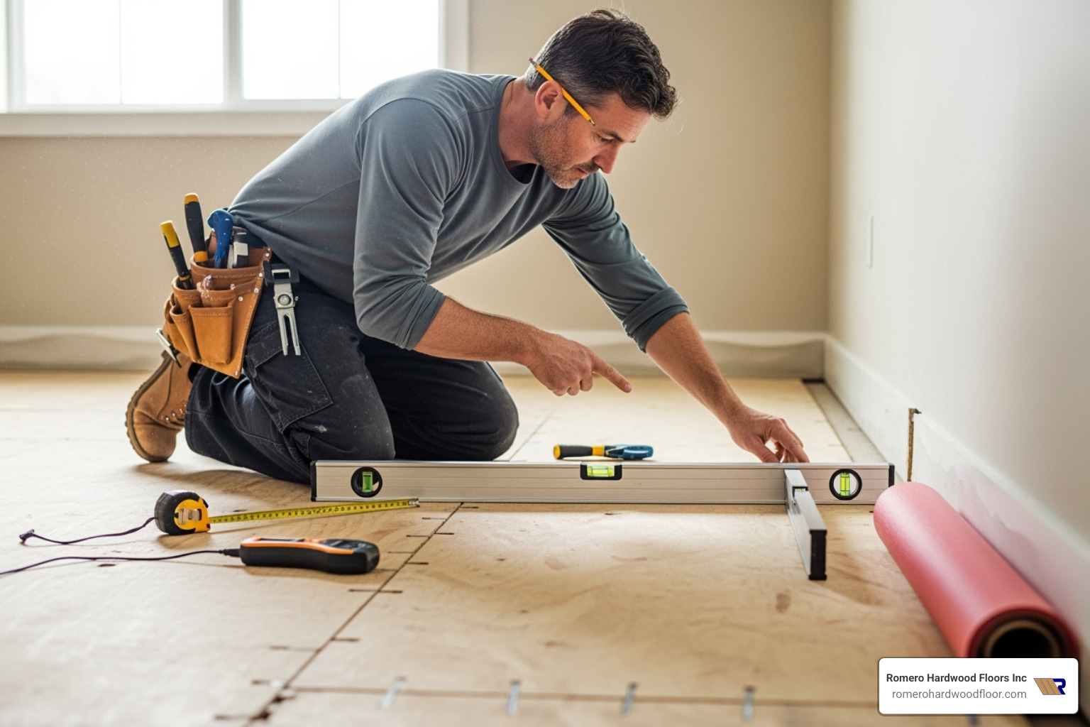 contractor inspecting and preparing a subfloor - hardwood floor estimates contractor inspecting and preparing a subfloor - hardwood floor estimates