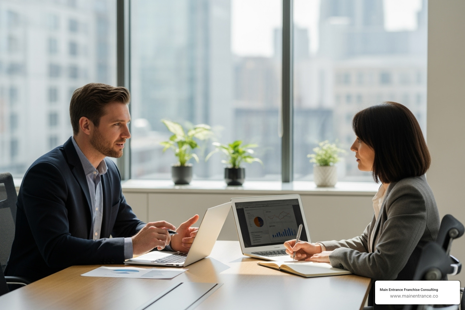 Consultant and client having a productive meeting - expert franchise consultants