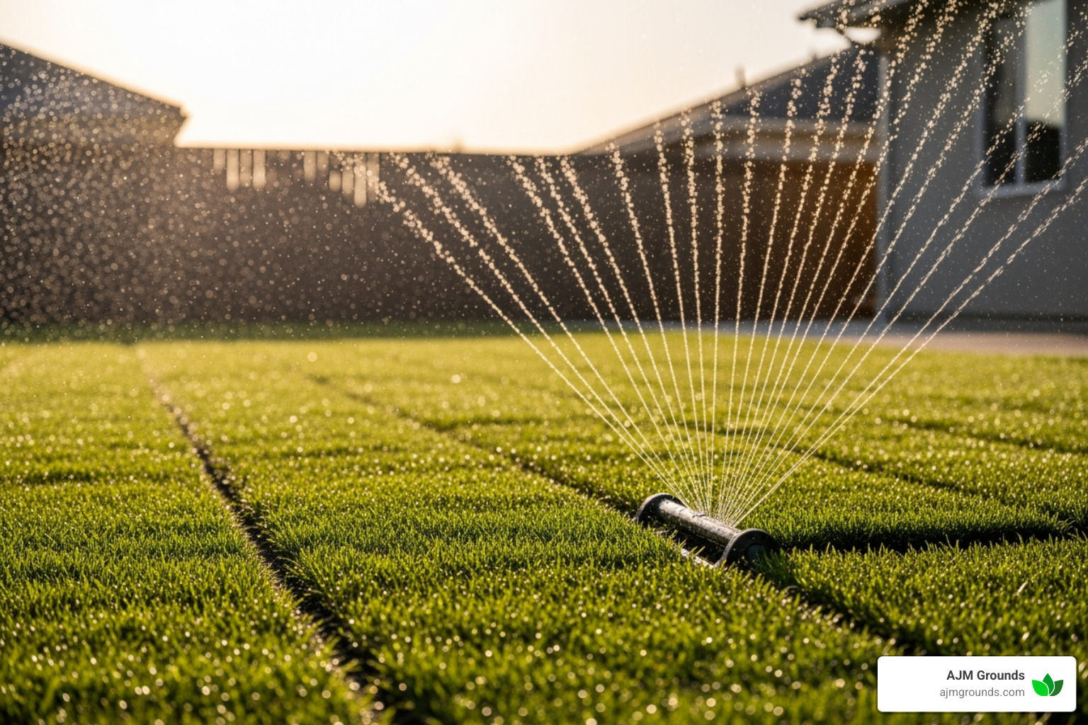 sprinkler watering new sod - resod a yard