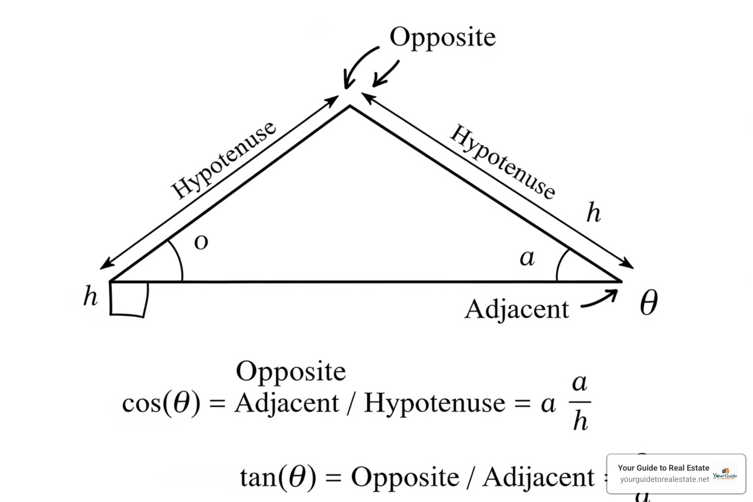 Image illustrating the difference between sine, cosine, and tangent on a triangle - cos value list