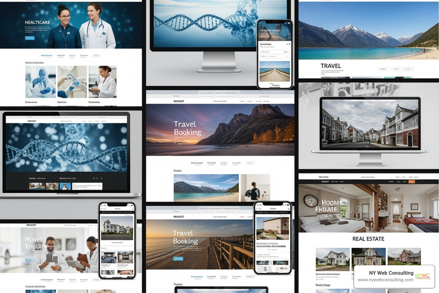 Different industry websites (e.g., healthcare, travel, real estate) - Web development agency Different industry websites (e.g., healthcare, travel, real estate) - Web development agency