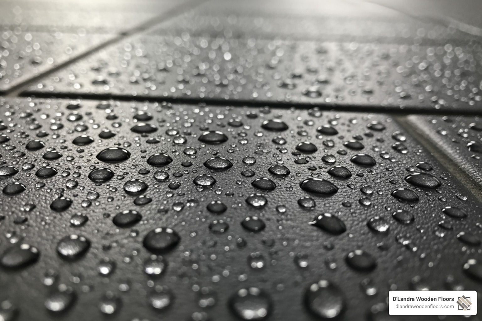 water beading on a vinyl tile surface - waterproof luxury vinyl tile flooring