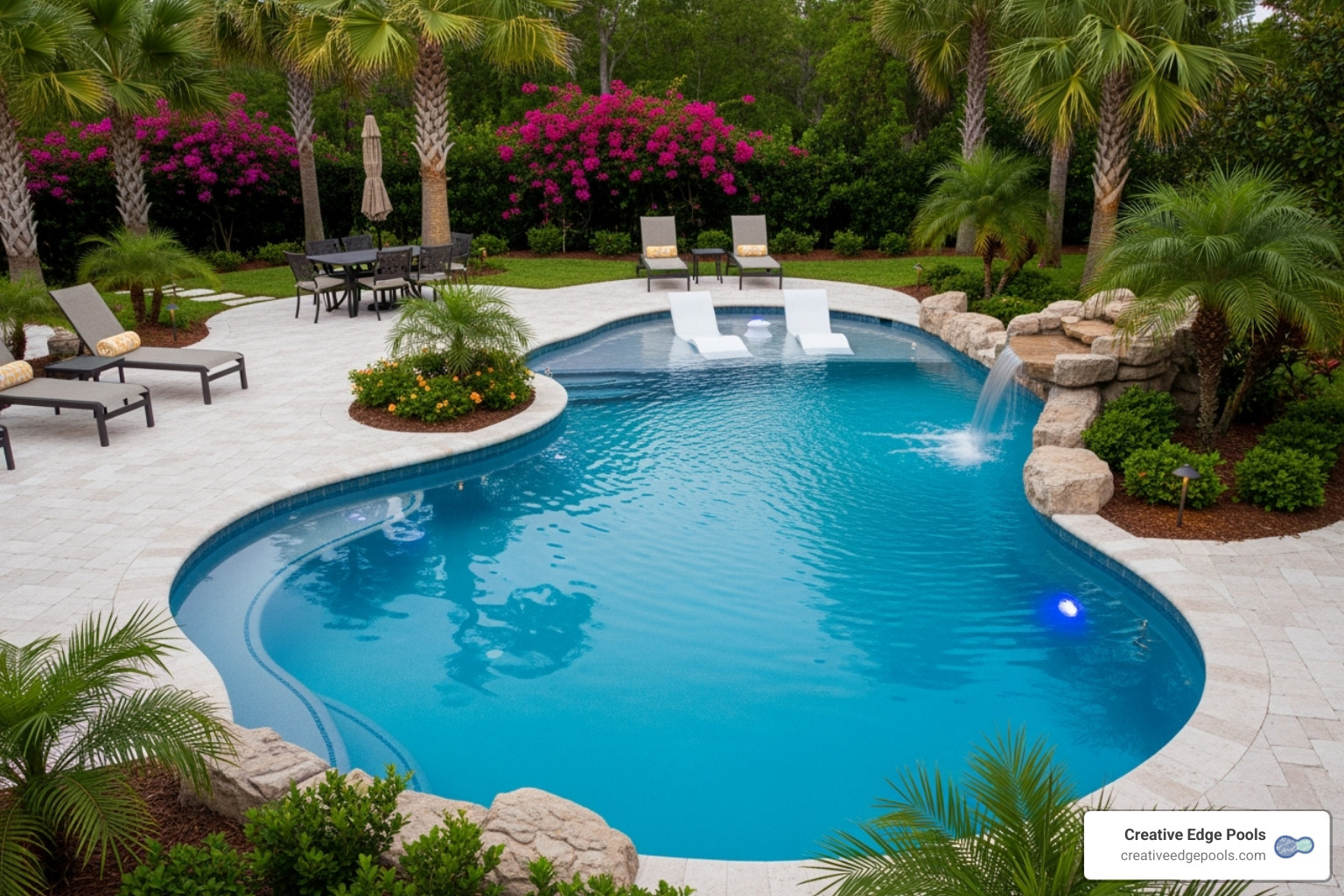 Another image of a professional-looking gunite pool, perhaps with landscaping - Pool Liner Repair Kit Vinyl