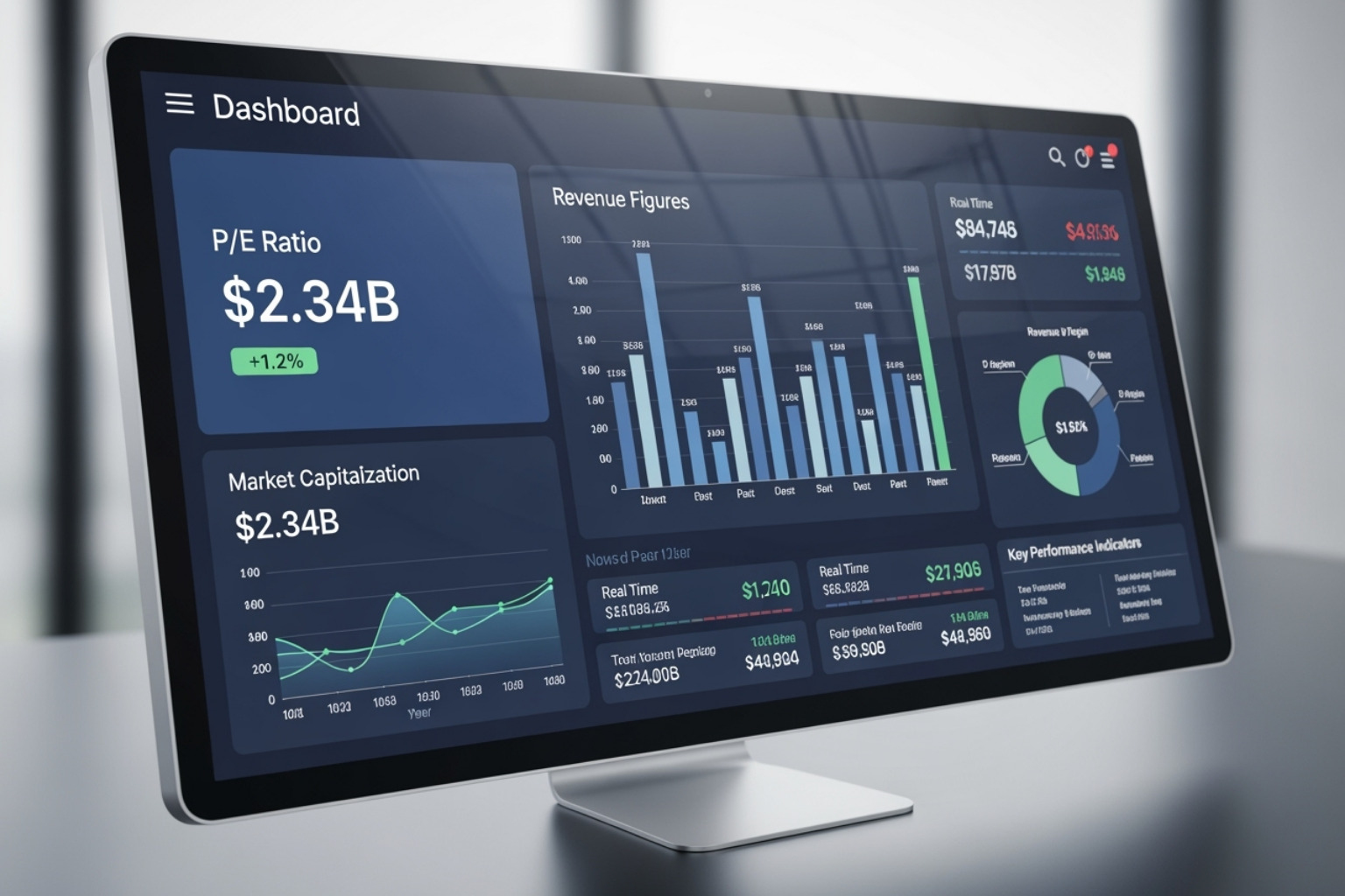 Financial dashboard displaying key VRT stock metrics like P/E ratio, market cap, and revenue - vrt stock