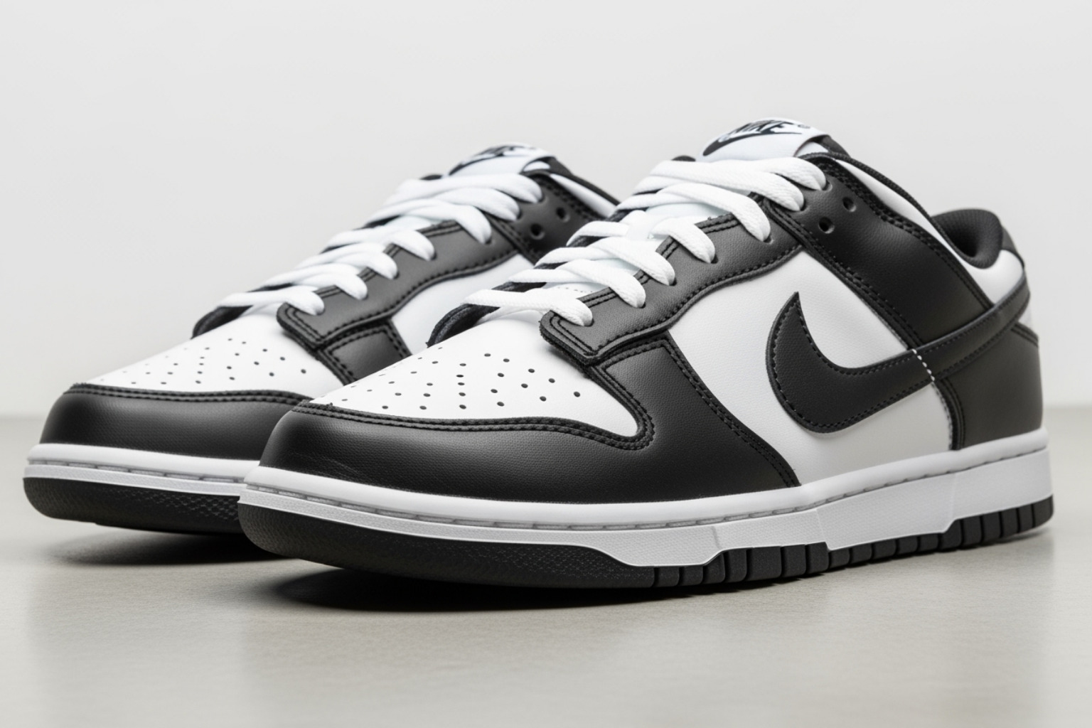close-up of Panda Dunk details - panda dunks
