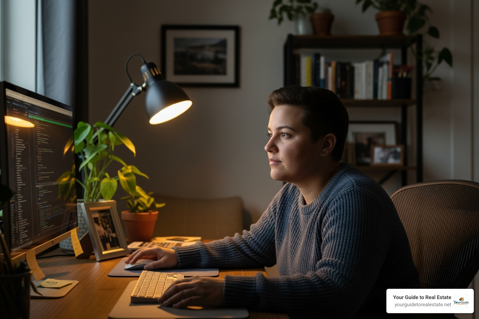 person looking thoughtfully at their computer screen - work from home jobs
