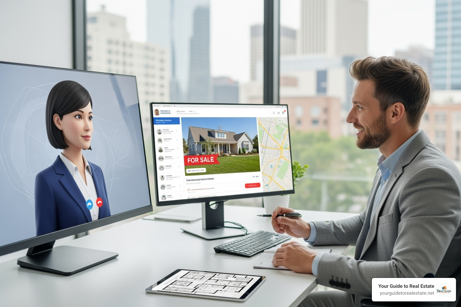 virtual assistant collaborating with a real estate agent online - work from home jobs