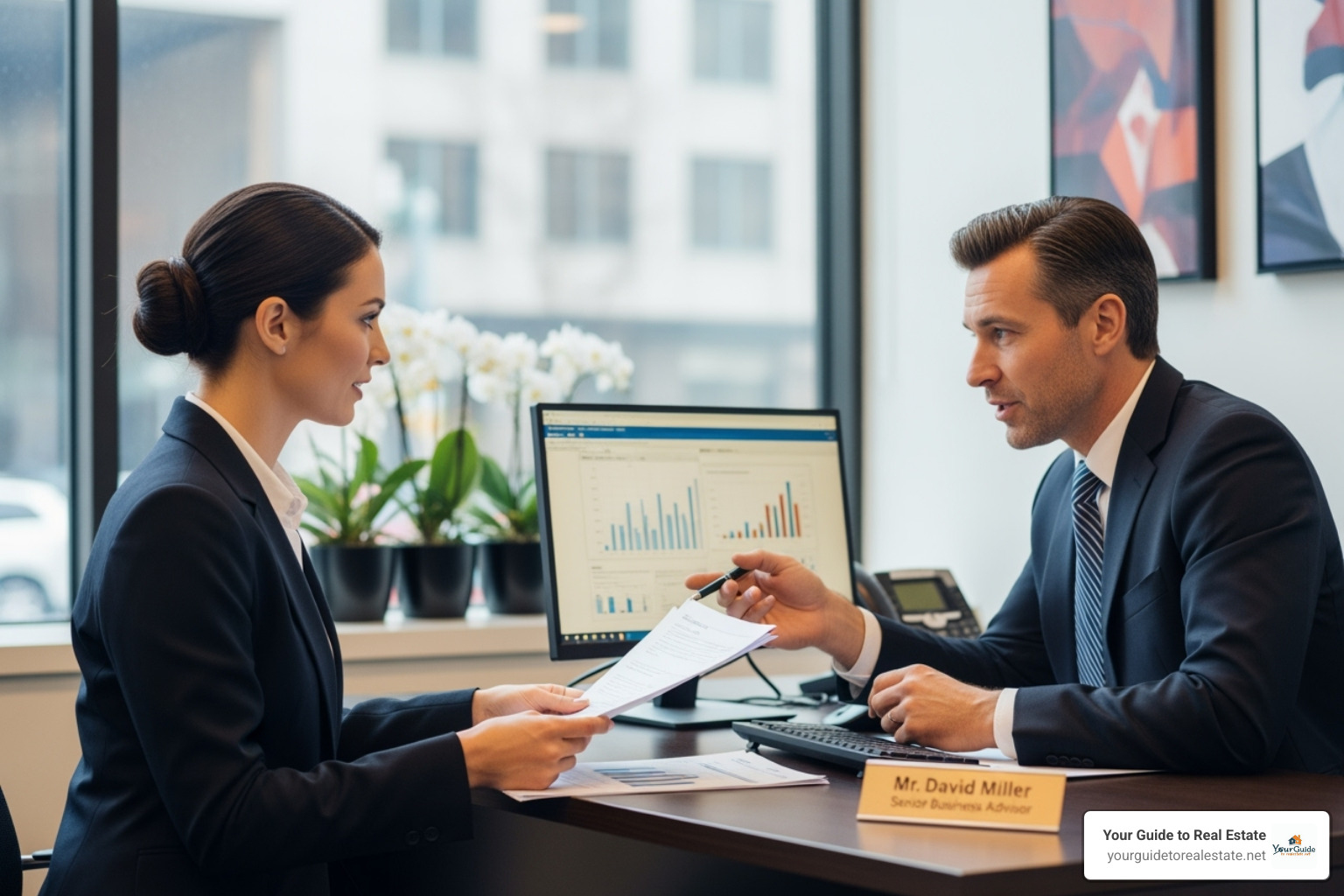 Small business owner with banker - truist bank