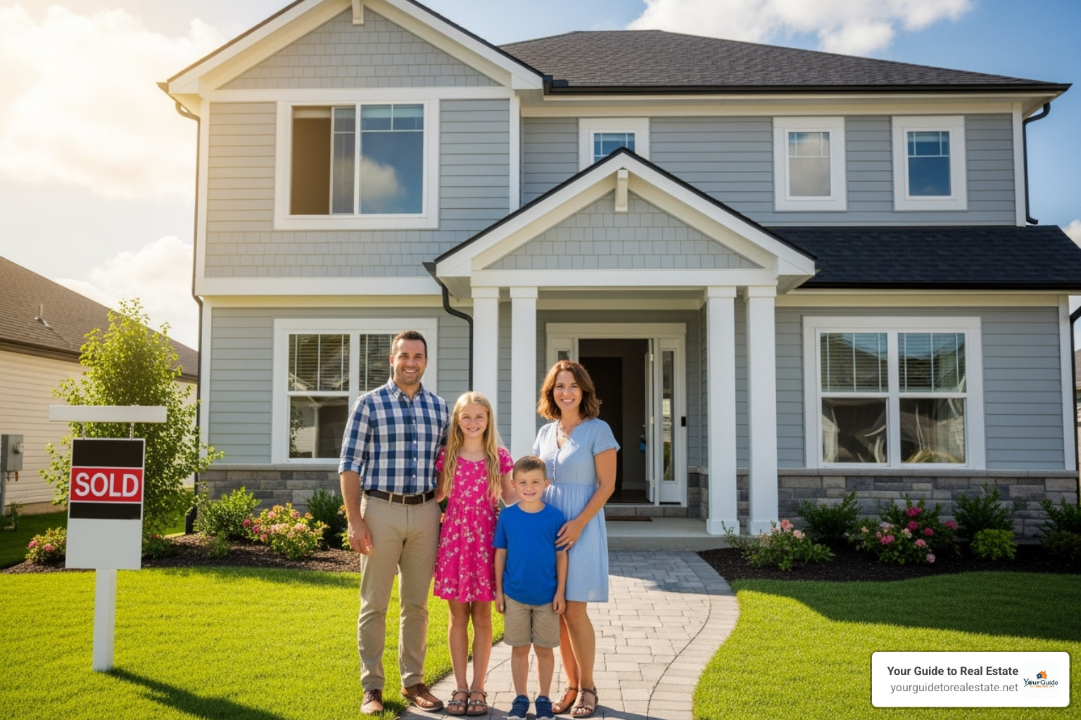 Family in front of new home - truist bank