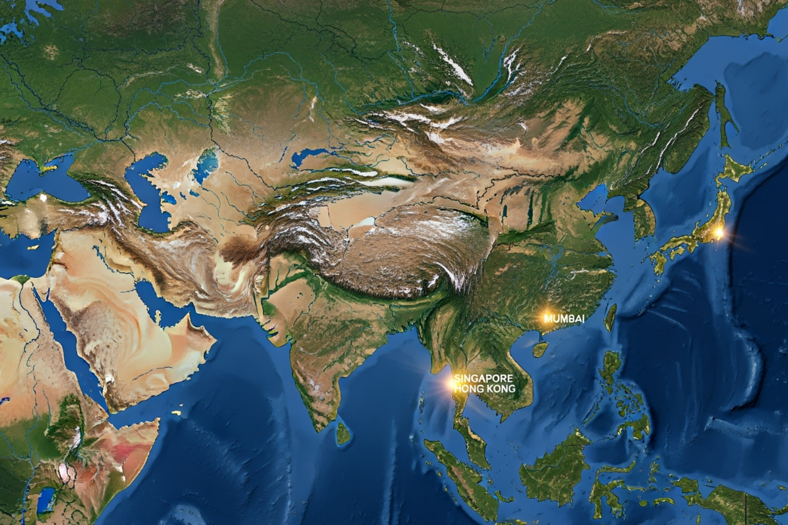 a map of Asia with fintech hubs highlighted (Singapore, Hong Kong, Mumbai, etc.) - fin techasia.net