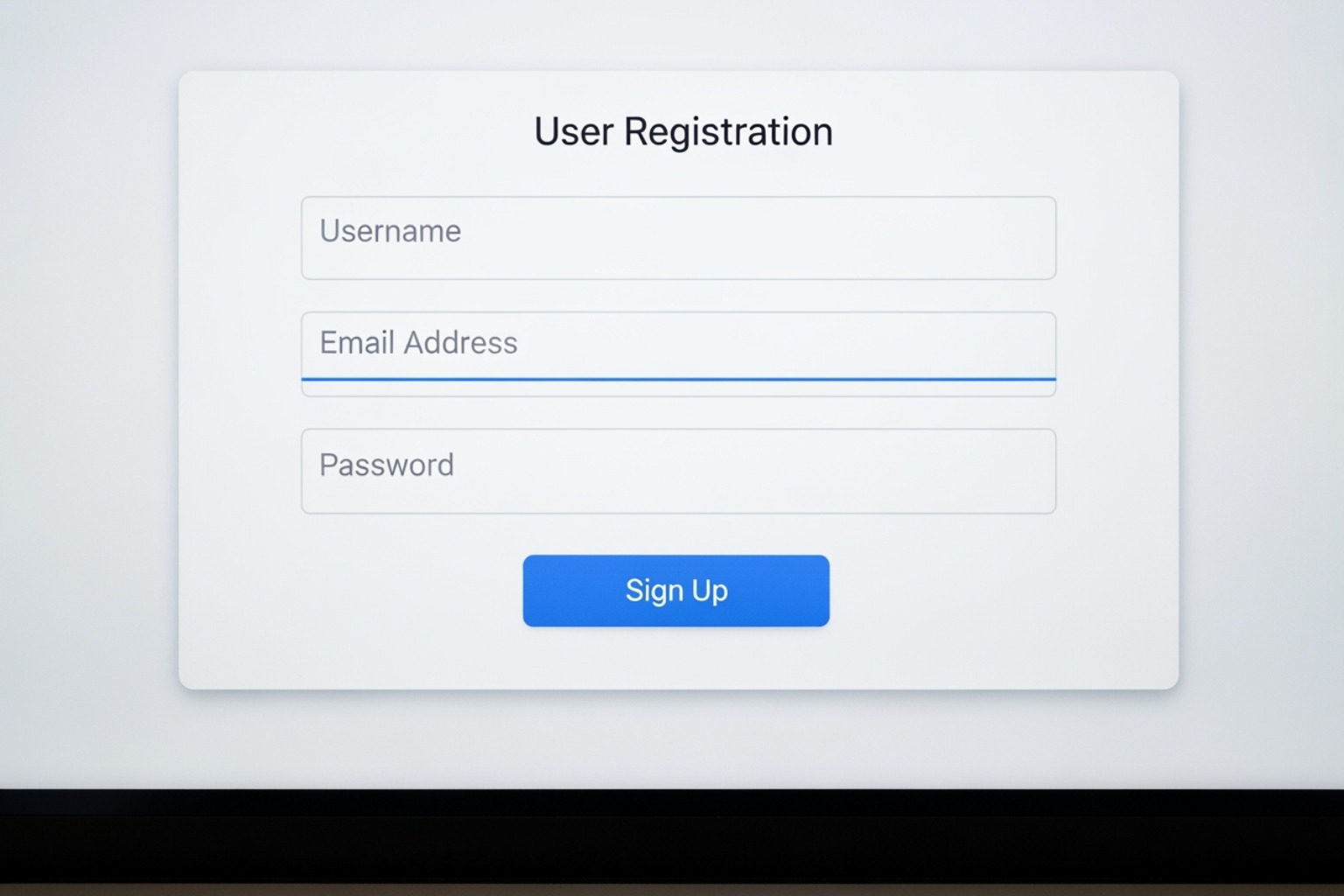 Screenshot of a user registration form with fields for username, email, and password - fin techasia.net