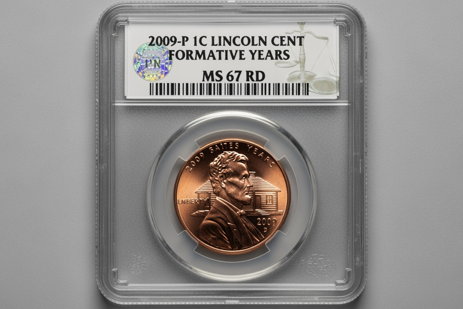 Professionally graded 2009 penny in a plastic slab - 2009 penny value no mint mark Professionally graded 2009 penny in a plastic slab - 2009 penny value no mint mark