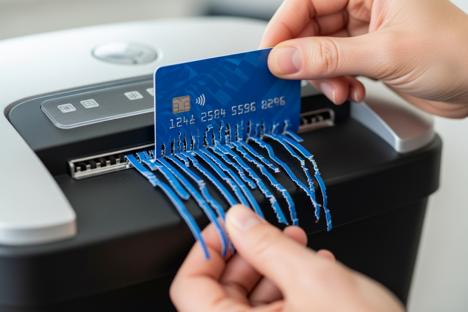 someone shredding a debit card - how to close chase checking account