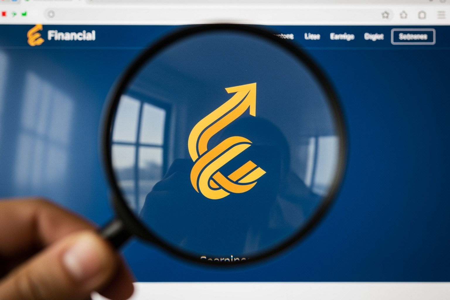 magnifying glass over computer screen showing Money6x website logo - money 6x .com