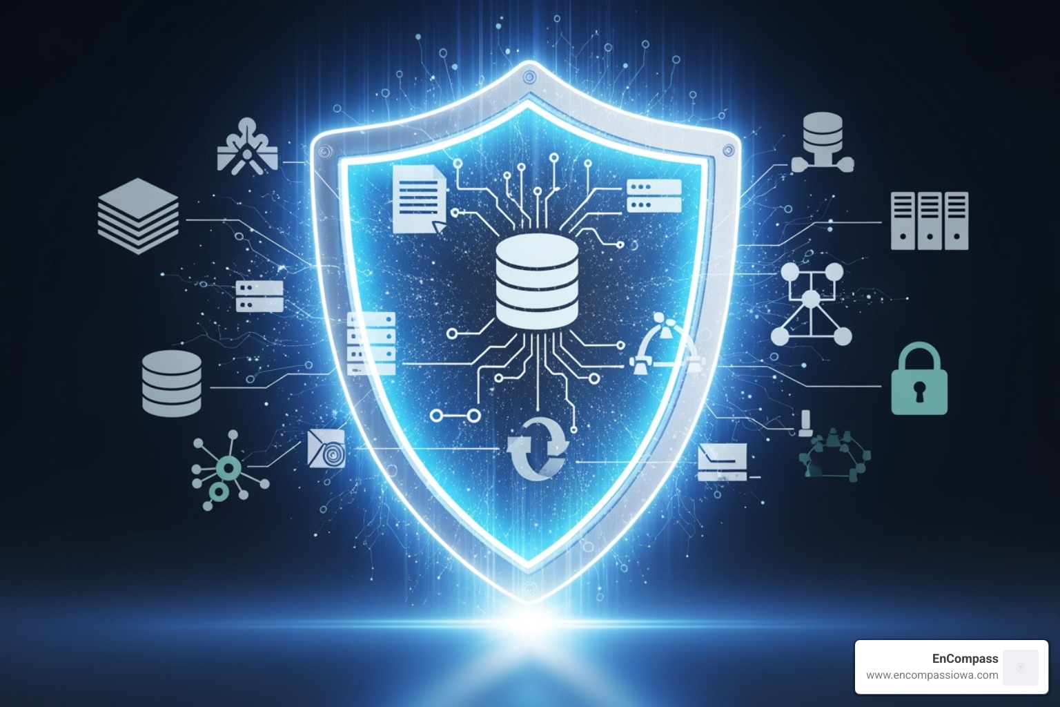 digital shield protecting various data icons - Data security solutions Your Digital Fortress Awaits with Data Security Solutions