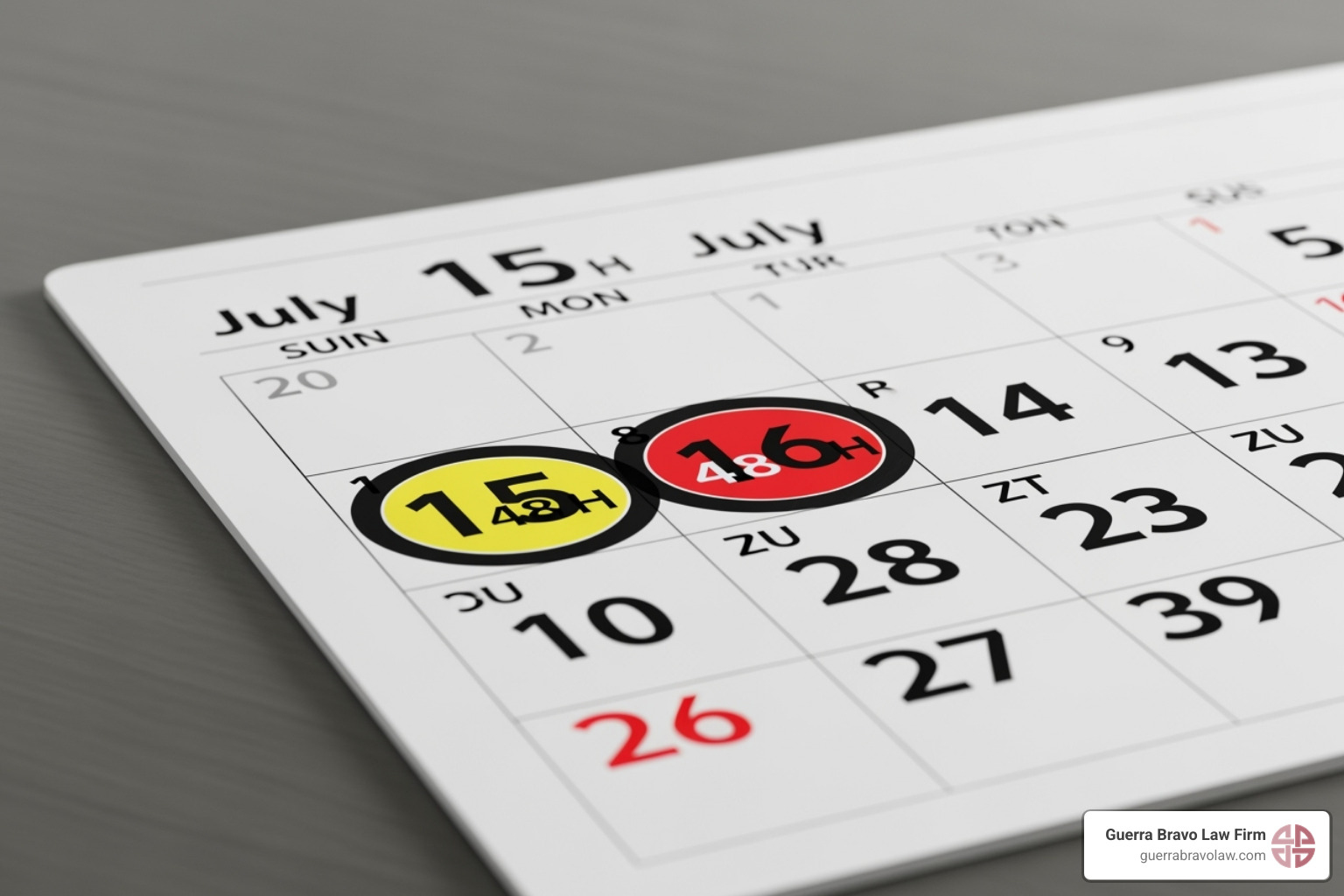 of a calendar highlighting a 48-hour period - ICE detention release