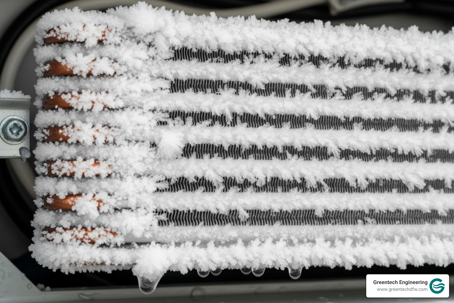 Image of a frozen evaporator coil on an AC unit - air conditioning repair service plano tx Image of a frozen evaporator coil on an AC unit - air conditioning repair service plano tx