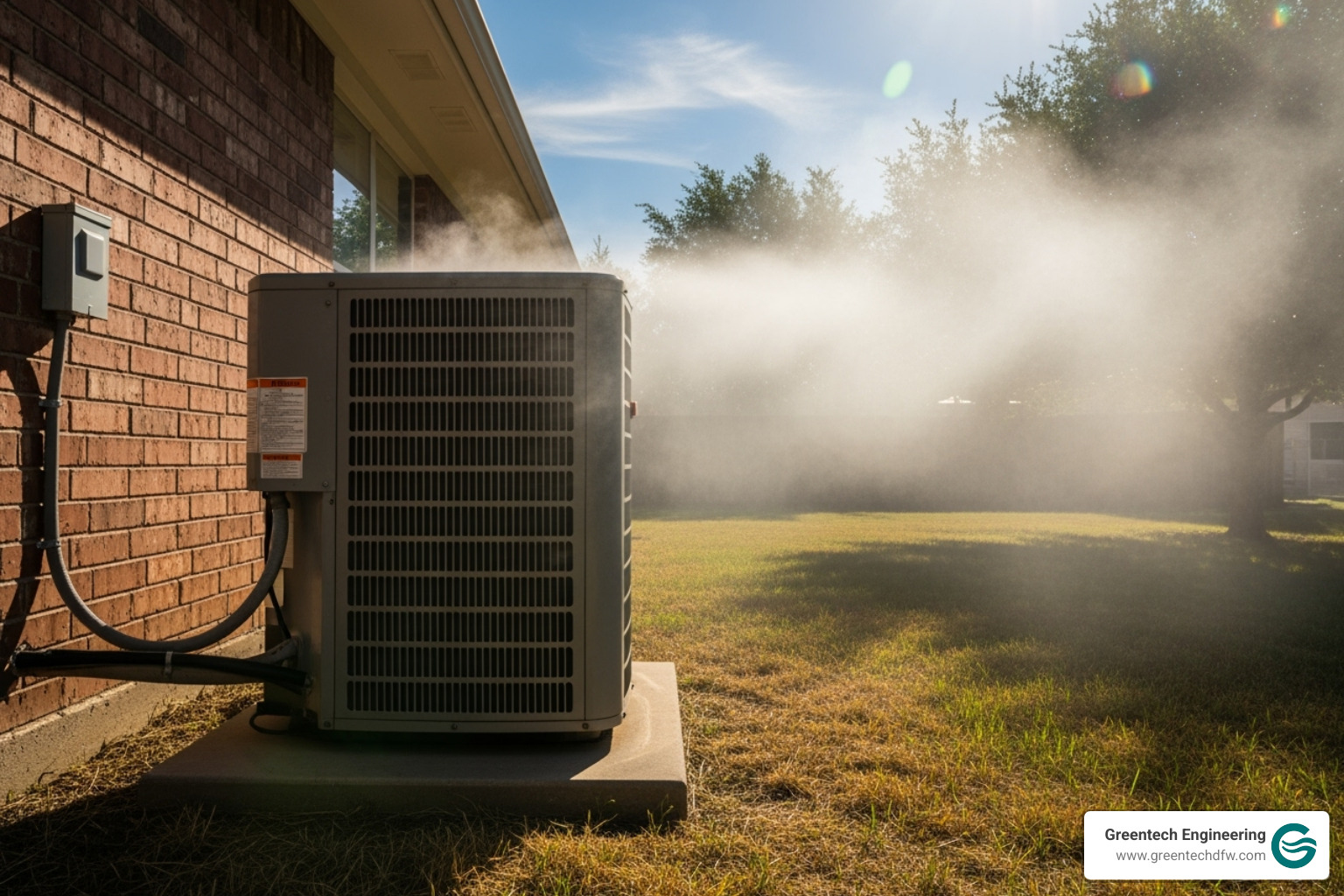 outdoor AC unit working on a hot Texas day - hvac in plano
