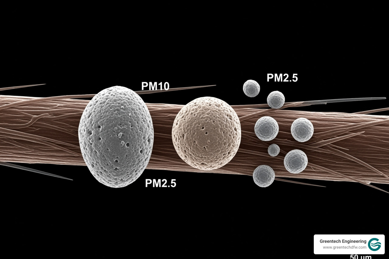 illustrating the relative sizes of PM2.5, PM10, and a human hair - Carrollton air quality
